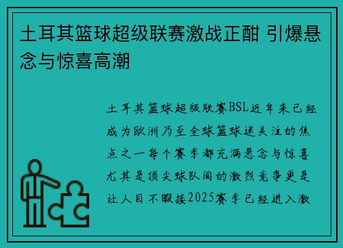 土耳其篮球超级联赛激战正酣 引爆悬念与惊喜高潮 土耳其篮球超级联赛激战正酣 引爆悬念与惊喜高潮